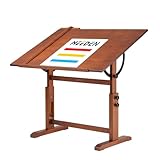 MEEDEN Extra großer Holz-Zeichentisch, 107 x 76cm Kunst-Zeichentisch, Basteltisch mit höhenverstellbar, Studio-Mal-Tisch zum Schreiben, Lesen, Walnuss