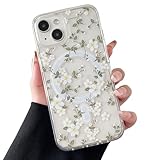 ZTOFERA Magnetisch Hülle für iPhone 13, iPhone 14, Transparent Soft Handyhülle mit Blume Muster [Kompatibel mit MagSafe Kabellosem Laden], Stoßfeste Schutzhülle für iPhone 13/14 6,1'-Große Weiß Blume