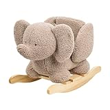 Nattou Schaukeltier aus weichem Teddy-Stoff, Schaukeltier Elefant, Inkl. Sicherheitsgurt, Fröhliches Hin- und Herschaukeln, Ca. 60 cm, Lapidou, Polyester/Holz, Taupe