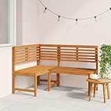 WDGJJFECNMUEHI Garten-Eckbank 140 cm Outdoor Corner Bench Solid Wood Acacia Rustic Patio Furniture for Garden Balcony Terrace Durable Weather Resistant
