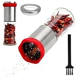 VOSSOT Chilimühle Edelstahl mit 1 Bürste, 150ml Gewürzmühle Chilischneider für Grobe, Gewürzmühle Kräutermühle, Gewürzschneider Schneidwerk für Chili, Salz, Kräuter, Pfeffer,Küche BBQ Geschenkset
