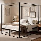 CLP Himmelbett Gestell Batoni, Doppelbett für Erwachsene, Bettgestell und Lattenrost aus Metall, Metallbett stabil, Größe:140 x 200 cm