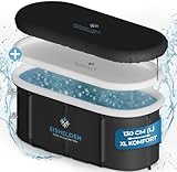 Eishelden Premium ovales Eisbad (130 cm) XL Komplettset - Kältetherapie für Sportler & Anfänger, erlebe die regenerative Kälte zu Hause - Eisbaden tonne mit 5-Schicht-Isolierung & Metallrahmen