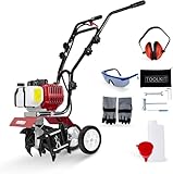 BU-KO 52CC Gartenfräse Benzin 3 PS 2-Takt-Rasenboden bodenhacke Grubber Motorhacke Benzin Leichter kompakter, bodenfräse leistungsstarker Griff mit sicherem Griff 1 Jahre Garantie