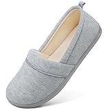 EverFoams Damen Gemütliche Memory Foam Hausschuhe, Leichte Frottee Halbschuhe mit Rutschfester Gummisohle Hellgrau,40 EU
