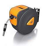 Brandson - Wand Schlauchtrommel 30m Wasser Gartenschlauch - automatische Schlauchbox - Schlauchaufroller Garten - 13 mm Durchmesser - Wandbefestigung schwenkbar - kompatibel mit Gardena Produkten