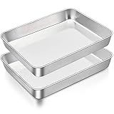 Backblech, HaWare Edelstahl Rechteckig Auflaufform Fettpfanne Ofenform Backofen 2er Set, Tiefes Ofenblech Backofenblech Kuchenblech zum Backen / Braten / Servieren, Ungiftig＆Gesund, Spülmaschinenfest