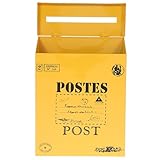 Yardenfun Vintage Wandbriefkasten aus Robustem Eisen Dekorative Postbox zur Wandmontage Wetterfest und Langlebig für Garten Büro Familie ohne Schloss Gelbe Beschriftung Rustikaler Stil