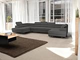COMFORTINO FURNITURE Ecksofa mit Schlaffunktion Big PASTI U-Form, Sofa Couch mit Bettkasten, 3-Sitzer Eckcouch, Schlafsofa für Wohnzimmer, Big Sofa Couch mit Schlaffunktion (Dunkelgrau)