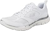 Skechers Damen Flex Appeal 4.0 Active Flow Sneaker, White Leather Mesh Trim, 40 EU