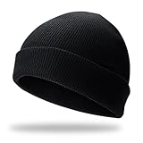 PFLYPF 1 Stück Strickmütze, Runde Mütze, Verwendet für Sport, Outdoor, Wärme, Geschenke, plus Wollmütze für Männer und Frauen im Winter (Schwarz)