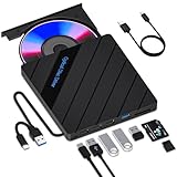 Beizkna Externes CD DVD Laufwerk für Laptop USB 3.0 Type-C Tragbar CD+/-RW Brenner Writer Reader Player Externer Laufwerke für PC,Desktop,MacBook,iMac,Windows 11/10/8/7/XP/Vista/Linux/Mac/OS