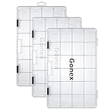 Gonex Köderboxen Angeln, 3700 Tackle Boxes 3 Stück, Transparente Kunststoff Angelbox 24 Gitter mit Verstellbaren Trennwänden für Angelzubehör, Angelkoffer