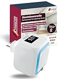 SCHWAIGER Steckdosenradio I Radiowecker für kabellose Musik I mit Lichtsensor & Beleuchtung I UKW-Radio mit Bluetooth 5.2 I Uhrzeitangabe & Weckerfunktion I für Badezimmer, Küche & Schlafzimmer