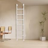 4ft 5ft 6ft 7ft 8ft 9ft Metalleisen Universalleitern Eingangs-Feuerleiter Ausstiegsleiter weiße Hochbett-Trittleitern mit Wand-/Bodenmontage langlebige Sicherheits-Keller-Anlegeleiter Tragkraft 330lbs