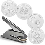 CUSMIZ Personalisierter Prägestempel, Gestalten Sie Ihren Buchpräger, Papierprägestempel mit robustem Stahlgehäuse, Hochwertiges Messing, Buchstempel für Bibliothek, Hochzeitseinladung, Notarsiegel