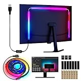 Herrselsam Neon LED Strip RGBIC LED Streifen 133cm für 32 Zoll PC-Monitor, Neon Lichtband, PC Hintergrundbeleuchtung, USB Led Beleuchtung mit App-Steuerung, 1-Pack