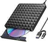 XIAOXIN External CD-DVD Burner and Reader with USB 3.0, Type-C Portable, Plug&Play, Slim Superdrive for Laptops, Desktop PCs, Macbooks, IOS, Windows 10/8/7/XP and Linux