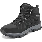 FLARUT Herren Winterstiefel Warm Gefüttert Wanderstiefel Schneestiefel Trekking Stiefel Schuhe Winterschuhe Wanderschuhe Schneeschuhe Outdoor(Schwarz,46)