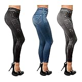 ShopINess Slim Jeggings Slim Damen-Jeggings aus Stretch-Jeans Blau, Grau, Schwarz Bequeme Formende 3er-Pack Enges Muster (L/XL)