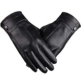 Herren Handschuhe Winter Lederhandschuhe Echtleder Winddicht Handschuhe Herren Winter Warm mit Weiches Innenfutter Leder Handschuhe Winterhandschuhe für Outdoor Fahren Camping Herren Teenager