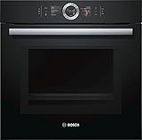 Bosch HMG6764B1 Serie 8 Einbau-Backofen mit Mikrowellenfunktion, 60x60 cm, 800W, Made in Germany, Pyrolyse Selbstreinigung, Bosch Assist Backeinstellung auf Knopfdruck, 4D Heißluft Backen auf 4 Ebenen