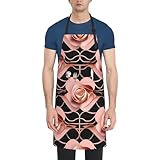 HVTTIOR Küchenschürze mit rotgoldenem Muster, wasserdicht, 71,1 x 83,8 cm, für Erwachsene, Küchenschürze mit Taschen, verstellbarer Kittel zum Kochen