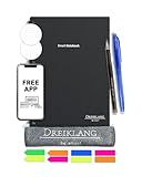 Dreiklang – be smart Wiederverwendbares Digitales elektronisches Notizbuch A 4 als Notebook mit Planer -iOS/Android App Cloud - Wiederbeschreibbar mit 2 Stiften, Mikrofaser-Tuch und Haftnotizen