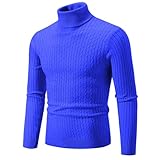 SMUXP Herren-Polo-Pullover, Rollkragenpullover, lässiger Hochhalspullover, schmale Passform, Stretch, einfarbig, Strickpullover, warmer Langarm-Pullover für Herbst und Winter, blau, 4XL