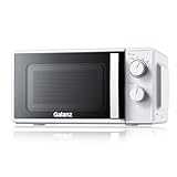 Galanz Solo-Mikrowelle 20L P70T20L-VB, 700W Mikrowelle mit 6 Leistungsstufen, 0 bis 30 Minuten-Timer, einfache Reinigung mit Glasdrehplatte（Silber）