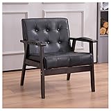 Mid Century Ledersessel mit Armlehnen, gepolstert, mit Armlehnen, für Wohnzimmer und Schlafzimmer, stilvoller, moderner Lesesessel