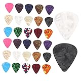 VICASKY 32 Stück Plektrum Gitarrenpicks Teil wählt elektrische Gitarre Mittel Zubehör Ersatz-Gitarren-Plektren Gitarrenplektren für Akustikgitarre E-Gitarren-Picks Bass-Picks Zelluloid