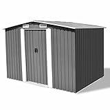 Keyroto Gartenhaus Schuppen Gartengeräte Geräteschuppen Gartengeräte Gartengerätehaus aus Metall grau 257x205x178 cm