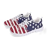 Jeiento Damen Herren Wanderschuhe Leichte Laufschuhe Outdoor Mode Sneaker, Amerikanische Flagge, 10.5 US