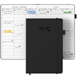 JAYSOO® Terminplaner 2025 Wochenplaner 21x14.5cm Tageplan und Stundenplan, 12 Monate Terminplaner Hardcover (Jan.-Dez.2025) für Arbeit, Lernen und Familienplan - Schwarz