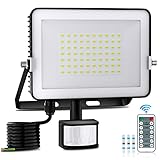 Dametay 100W LED Strahler Außen mit Bewegungsmelder Superhell 10000LM LED Fluter mit PIR Modus IP66 Wasserdicht Außenstrahler 6000K Kaltweiß Außenlampe für Hof Garten Innenhöfe Garage Hotel Sportplatz