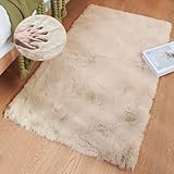ORINOVA Teppich Schlafzimmer Beige Waschbar Flauschig 60x90 cm Fellteppich Kunstfell Wohnzimmer Kinderzimmer Teppich Weich Klein Deko Rechteckig