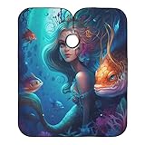 Friseurumhang mit Anime-Motiv Meerjungfrau und Fisch, Haarfarbe, 160 x 140 cm, Anime-Meerjungfrau und Fische, Einheitsgröße