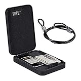 Relaxdays Autosafe mit Zahlenschloss, mobil, mit Sicherungskabel, Mini Tresor, Stahl, HxBxT: 4,5 x 17 x 24 cm, schwarz