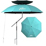 Dekero 240cm Strandschirm Windfest Stabil,UV 50 Mit Erdspieß Sonnenschirm Strand