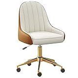 Ergonomischer Bürostuhl aus PU-Leder, Drehstuhl mit Rollen, Liegefunktion und extra Polsterung, stilvolle goldene Basis für Komfort und Unterstützung