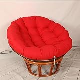 Rote Eiernest Stuhlauflage mit Positionierungsgurten und rutschfestem, waschbarem Bezug, für den Außenbereich, rundes Sitzkissen für Rattanstühle, 110 x 110 cm