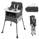 COSTWAY Hochstuhl Baby klappbar, Kinderhochstuhl mit verstellbarem Tablett, Aufbewahrungstasche & Sicherheitsgurt, Babystuhl mit Tragetasche, Babyhochstuhl für Babys von 6-36 Monaten