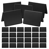 HAMPPLIES 30 Stück 30 Kleiner Kreidetafelschilder Doppelseitig Beschreibbar V-Förmige Kleine Tischtafeln 10X7,5cm Schwarze Abwischbare Menü und Buffetschilder für Restaurant Hochzeit Büro
