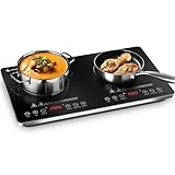 Induktionskochfeld 2 Platten, AMZCHEF Induktionsplatte Doppelt 3500W mit Unabhängigen Steuerungen, 20 Temperaturstufen, mehrere Leistungseinstellungen, Verbesserter IGBT, 4-Stunden-Timer