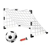 ZoraYorce Mini-Fußballtor mit Pumpe und Ball, zusammenklappbares Fußballtor, wetterfest, Faltbarer Fußballtorpfosten für Kinder