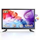 DESOBRY Neue Upgrades 22 Zoll Kleiner Fernseher mit DVD-Player, 1080P Mini TV DVB-T2-Tuner mit Antenne, HDMI/USB Eingang 12V TV-DVD-Kombination für Wohnmobile, Küchen und kleine Räume