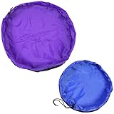 Guador 2 Stücke Spielzeug Aufraeumsack Teppich Decke Sack für Spielzeug Aufbewahrung Matte Tasche Spielmatte Sack von Kordelzug mit Kappe wie Reisetasche Aufräumsack für Kinder (Lila und Dunkelblau)