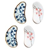NUOBESTY 4 Stück Essstäbchenhalter aus Keramik Japanischer Stil Essstäbchenständer für Haushalt Elegante Essstäbchenablage zur Tischdekoration