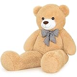 Sausudols XXL Teddybär Großer Bär 120 cm groß Riesen Teddy Bär Stofftier Plüschtier Kuscheltier Geschenk für Kinder Freundin Hellbraun
